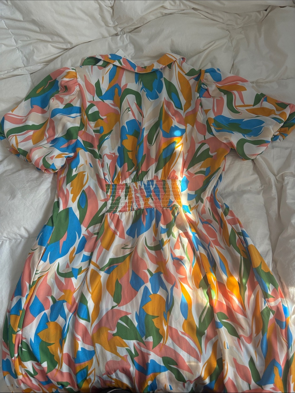 Vibrant Multi-Color Button-Front Floral Midi Dress XL - Picture 4 of 4